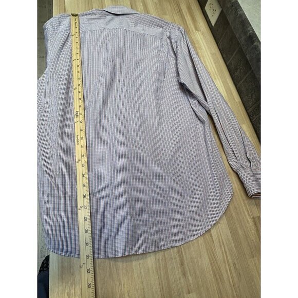 J.McLaughlin Shirt Mens Large Slim Fit Button Up Plaid Blue Orange 100% Cotton - Picture 12 of 13